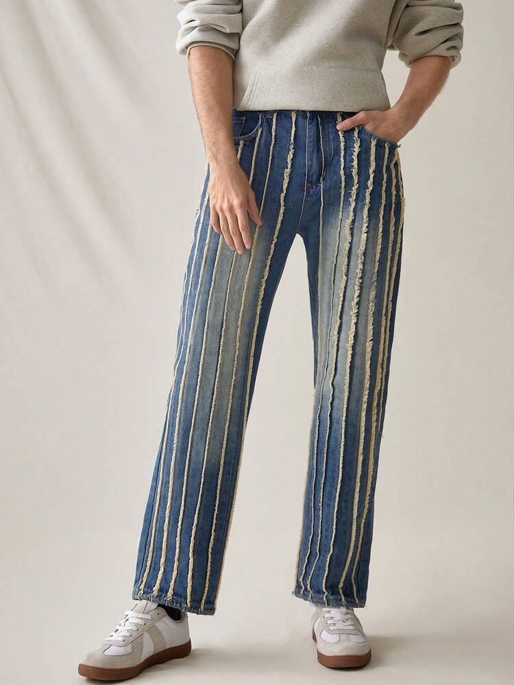 Men's Regular Fit Mid Rise Straight Leg Jeans With Casual Style