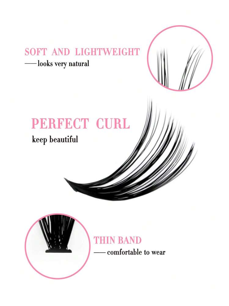 Miss Wink 80/140/200pcs 40D Soft & Curly Lash Extensions, 8-16mm Mixed, 4/7/10 Rows 0.07mm C/D, Waterproof Mink Lashes, Lightweight, 3D Effect For Natural To Dramatic Makeup Looks, Portable For Daily Wear Or Occasions Lash Clusters, Eyelash Clusters, Individual Eyelashes, Lashes, Fake Lashes - Black - View 3