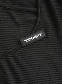 SHEINNeu Dopamina Zabawa  Prążkowana Dzianina Koszulka  Y2K Grunge Lato Lato