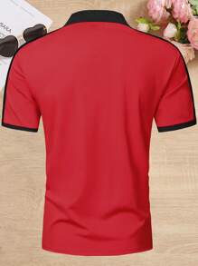 男士个性化小马印花 Polo 衫 - 紅色 - 查看 2