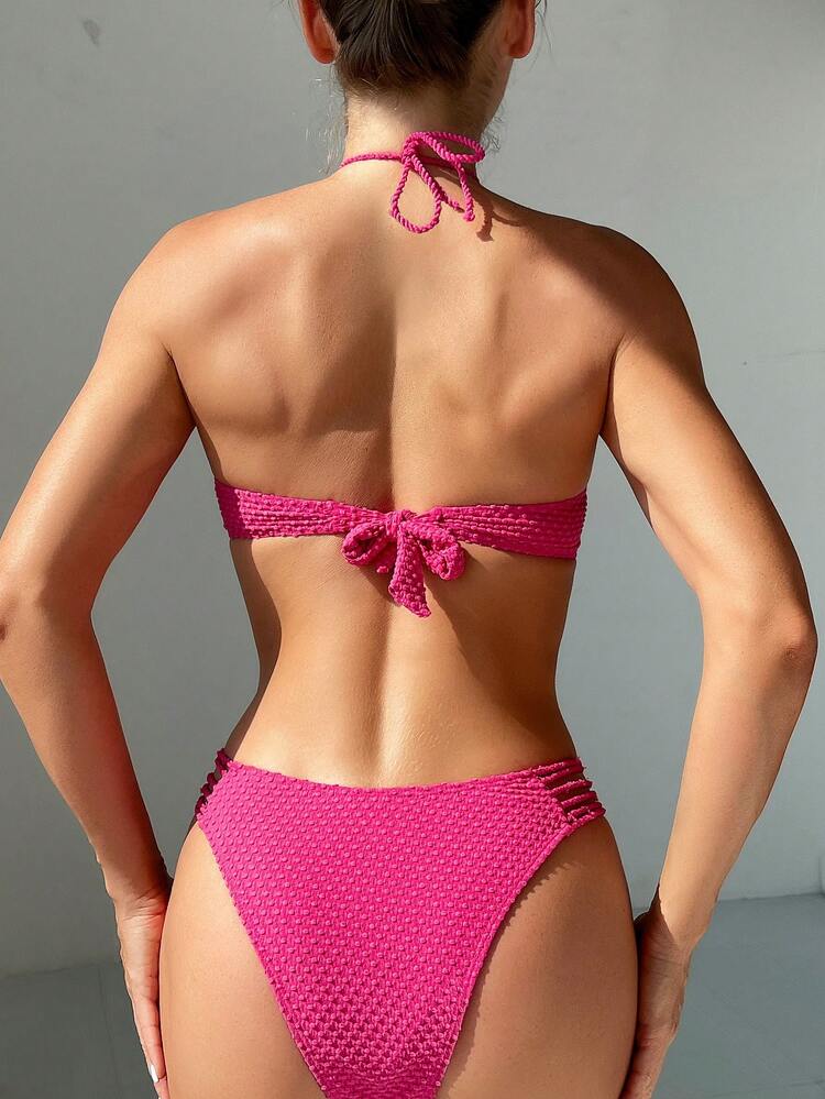 Women's Solid Color Bikini Set Valentine Summer Beach