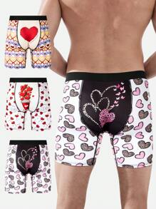 Men's Heart 3d Digital Printed Boxer Briefs (3pcs/Pack) - Multicolor - View 2