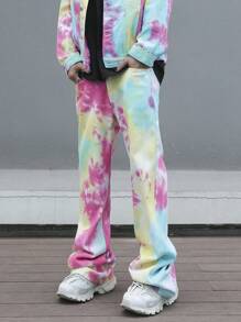 Manfinity EMRG Nam Dây Buộc In Hình Quần Jean Baggy Dài Axit Rửa Vận Động Viên Trượt Băng Jean Hàng Nhiều Màu Sắc Đi Chơi Hip Hop Rapper - Nhiều màu - Xem 5