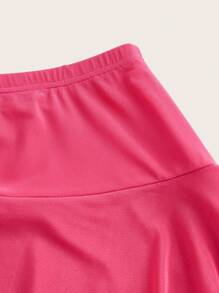 EgrlEra 不对称网眼覆盖裙配荷叶边 - 玫紅色 - 查看 3