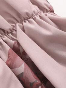 DAZY Women's Floral Printed Ruffle Hem Blouse With Flounce Sleeves,Long Sleeve Tops Fall - Pink - View 2