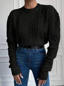 EURMUSE Của phụ nữ màu trơn & Thiết kế đơn giản Áo len Áo chui đầu - màu đen - Xem 5