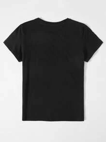 Flirla 4pcs/Set Solid Color Round Neck T-Shirts