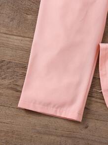 SHEIN Young Girls' Sweet Lady 3D Flower Patchwork Open Shoulder Jumpsuit, Summer - Baby Pink - View 5