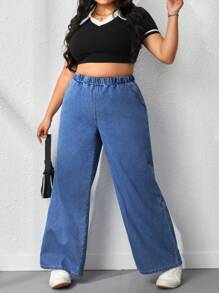 CovetEZ Plus Size Straight Leg Casual Jeans - Light Wash - View 1