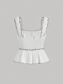 SHEIN MOD Top de tanque decorado con lazo, con bloque de color en el borde