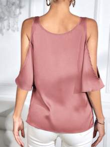 SHEIN Privé Off-shoulder Của phụ nữ Áo sơ mi Với Áo cổ bò - Bụi hồng - Xem 2