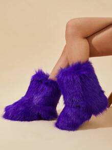 Women's Mid-Calf Warm Anti-Slip Boots With Personalized & Fashionable Decoration - Purple - View 4