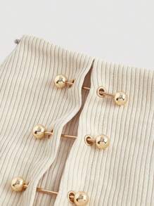SHEIN MOD Solid Color Studded Decorated Fitted Skirt