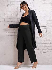 SHEIN Maternity Asymmetrical Waist Solid Color Pants