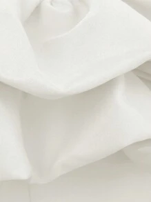 L'Amorae Top Con Dobladillo Con Volantes Exagerados Y Hombros Descubiertos De Color Liso - Blanco - Ver 7