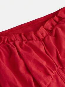 SHEIN Teen Girl Puff Short Sleeve T-Shirt - Red - View 3