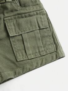 Baby Mädchen Y2k Street Style coole grüne Arbeitskleidung Denim Shorts mit elastischem Bund und großen Taschen