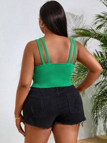 Maweii Plus Size Women's Sleeveless Knit Top - Green - View 2