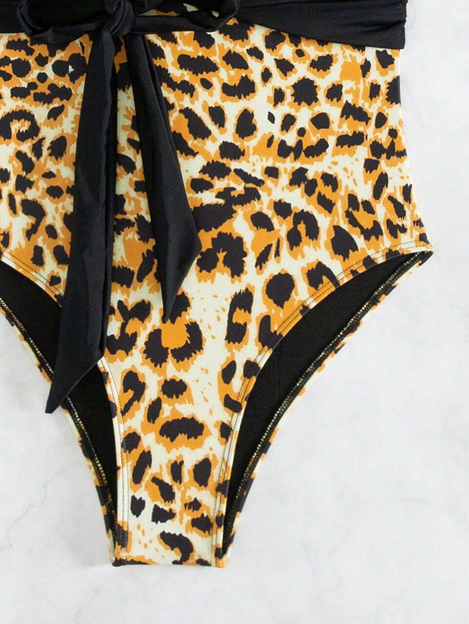 Women's Leopard Print Cut-Out Halter Strap One Piece Swimsuit Carnival Summer