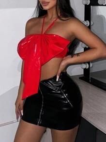 Zolique Women's Bowknot Decorated Halter Top