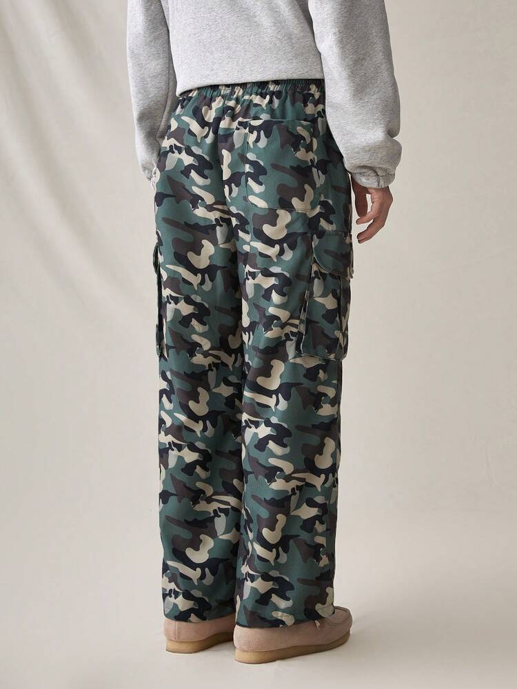 Men'S Camouflage Print Cargo Woven Trousers