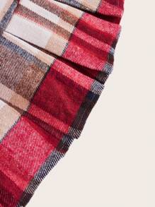 SHEIN EZwear Plaid Pleated Skirt For Autumn And Winter - Red - View 3