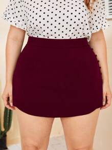 SHEIN Privé 大尺碼女裝側扣裙褲