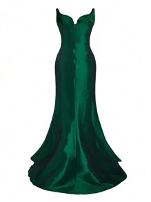 SHEIN Belle 異形女王設計重工業洋裝女式晚禮服(重工業風) - 綠色 - 查看 10