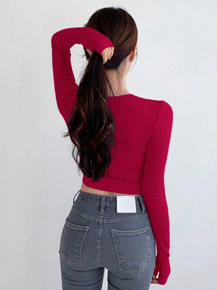 Women's Slim Fit Crop Long Sleeve T-shirt