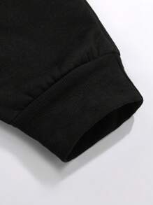 Manfinity Dauomo Men's Printed Drawstring Waist Pants, For Rave, Emo, 2000s Style - Black - View 4