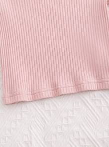 Vintaside Kids Conjunto De Jersey De Punto Acanalado Y Mono En General Con Volantes Para Bebé Niña - Multicolor - Ver 3