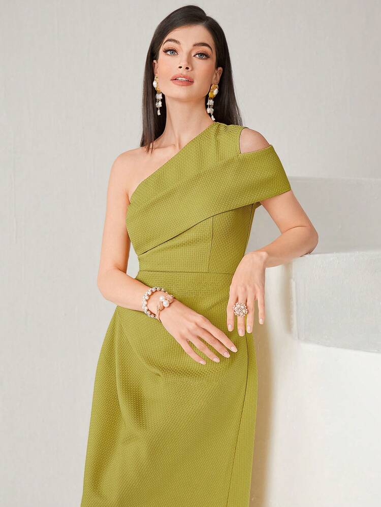 Ladies' Texture One Shoulder Dress Long Evening Dresses