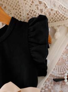 Vestido elegante y dulce con empalme de malla para niña bebé para el verano