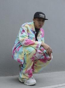 Manfinity EMRG Nam Nhuộm buộc Nút-Mặt trước Áo khoác denim - Nhiều màu - Xem 5