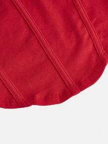 SHEIN Teen Girl Puff Short Sleeve T-Shirt - Red - View 4