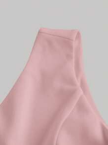 SHEIN MOD 純色空心不對稱領口寬腿連體褲 - 淺粉色 - 查看 3