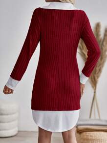 SHEIN LUNE Vá lại Váy 2 trong 1 - Đỏ - Xem 2