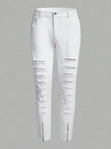 Manfinity Homme Men's Distressed Jeans With Pockets - White - View 1