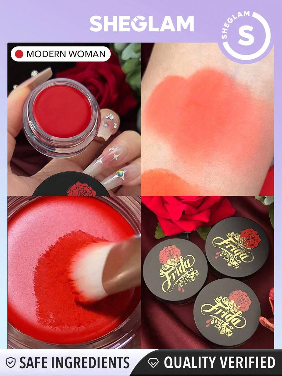 Frida Kahlo X SHEGLAM Self Portrait 奶油腮红-现代女性奶油粉状腮红持久高色素保湿自然发光轻盈柔软光滑腮红促销新年礼物红色腮红 - Modern Woman - 查看 1