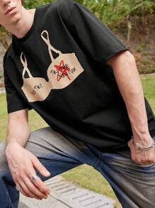 Manfinity VCAY Camiseta Casual De Cuello Redondo De Punto Para Hombre