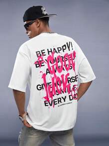 Manfinity RebelGame Locker sitzendes Herren Slogan Grafik Oversized T-Shirt - Weiss - Übersicht 2