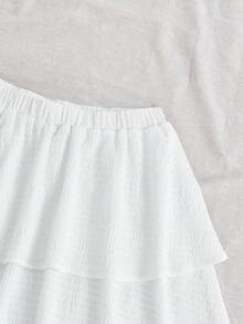 Soleia Women's Double Layer Ruffle Hem Skirt - White - View 5