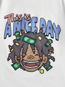 Manfinity VCAY Herren Strick Freizeit Buchstaben & Cartoon Druck T-shirt