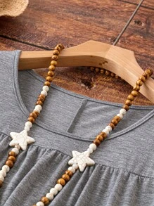 Kích thước lớn Của phụ nữ Không tay Xếp li Đầm - Xám - Xem 5