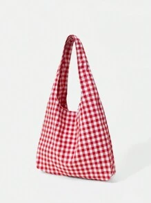 SHEIN MOD Sac à bandoulière à carreaux rouges mignon pour filles et femmes, pour l'été, l'école, le pique-nique, avec une grande capacité, sac pour l'école, les adolescents, les étudiants, pour les livres, la Saint-Valentin