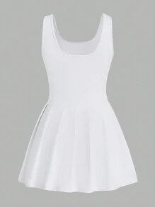 Lifespree Women's Pleated Hem Sleeveless Sports Dress Sport Dress - White - View 7