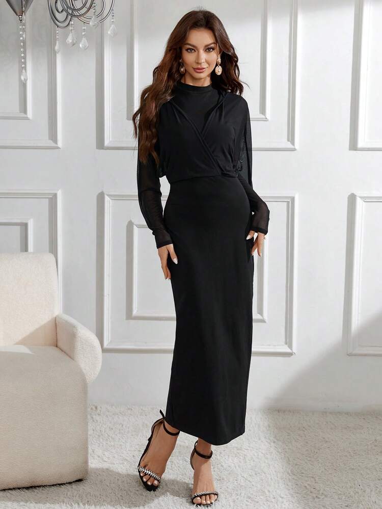 Women's Long Sleeve Hooded Fish Tail Dress Long Evening Dresses