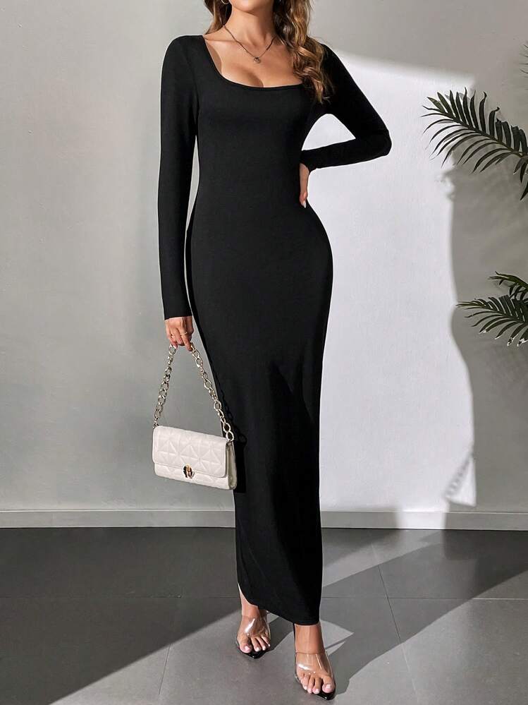 SHEIN Tall Bodycon Long Sleeve Dress Maxi Women Outfit