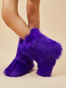 Women's Mid-Calf Warm Anti-Slip Boots With Personalized & Fashionable Decoration - Purple - View 7