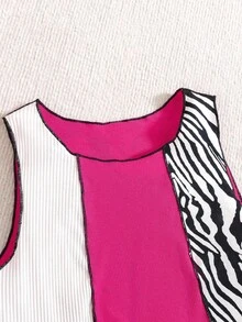 Cô gái Y2K Phong cách Vá lại Mô hình ngựa vằn Quần skinny Áo ba lỗ - Nhiều màu - Xem 4